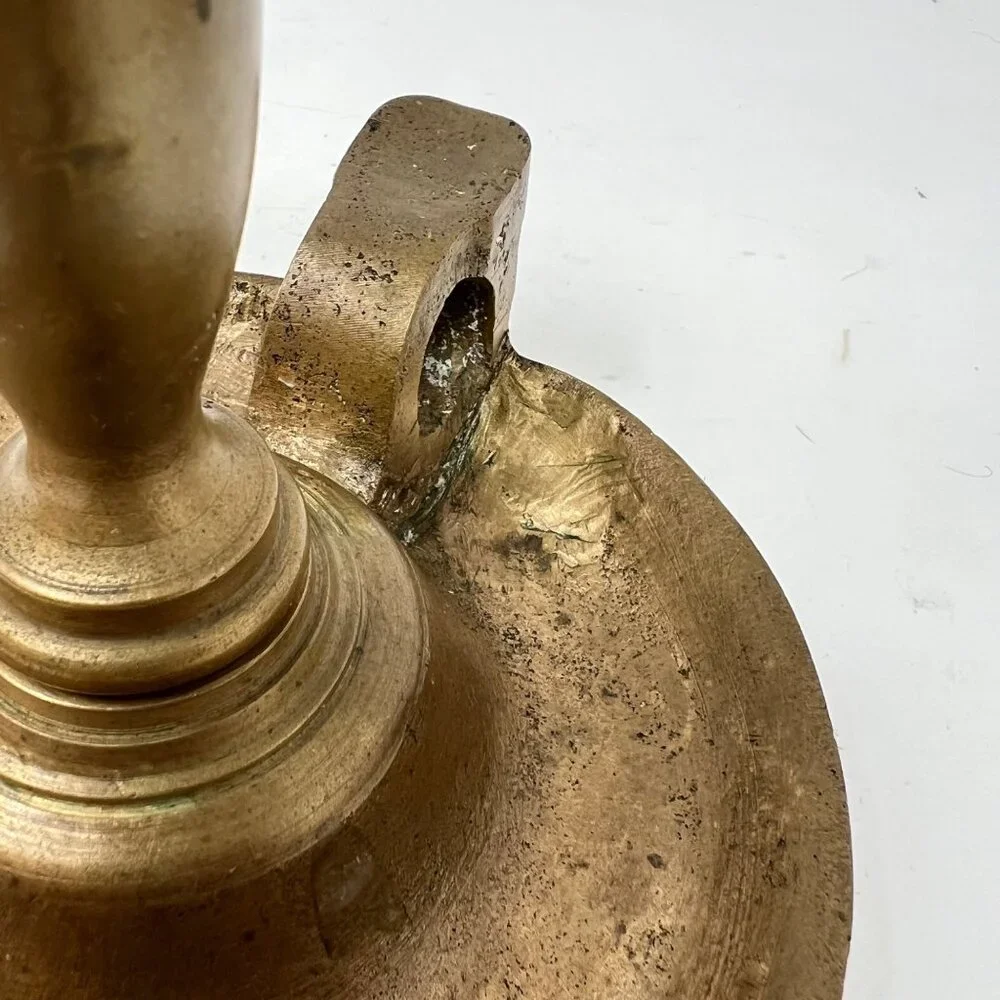 Vintage Brass Chamber Candlesticks Candle Holder Pair 6.5” Rustic Heavy Handmade